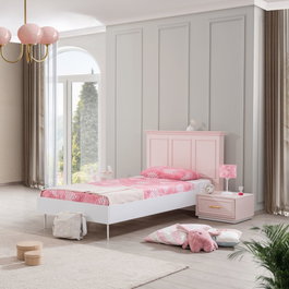 Hanah Home Cama Individual Rosa y Blanco